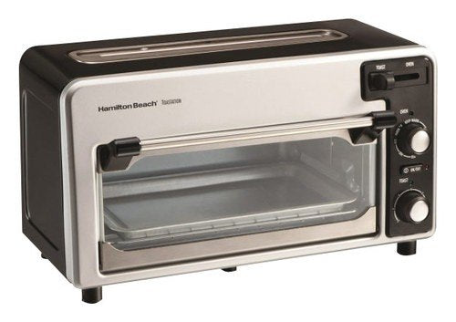 Hamilton Beach - Toastation 2-Slice Extra-Wide-Slot Toaster and Oven - Black and Brushed Stainless Steel