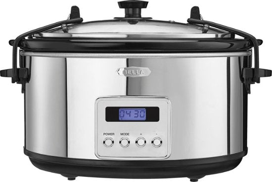 Bella 5 Quart Slow Cooker black silver Husky Depot